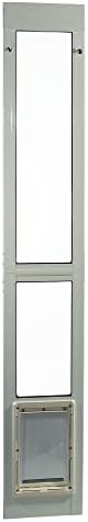 IDEAL PET PRODUCTS Since 1979 Ideal Pet 96” Aluminum 2-Piece Modular Pet Patio Door with Single Pane Glass and Clear Flexible Flap, for Cats or Dogs, 7" x 11-1/4" Flap Size