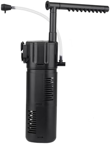 hygger Aquarium Internal Filter, Flow Rate Adjustable 4 in 1 Submersible Fish Tank Filter with Aeration System,Filtration/Oxygenation/Waveker/Circulation (for 5-15 Gallon Tank)