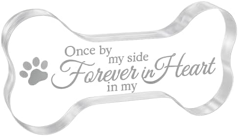 Glass Dog Bone Memorial Keepsake Plaque - Sympathy Bereavement Gift for Loss of Dog, Pet Loss Comfort Remembrance, Durable Acrylic Material- "Once by My Side Forever in My Heart"