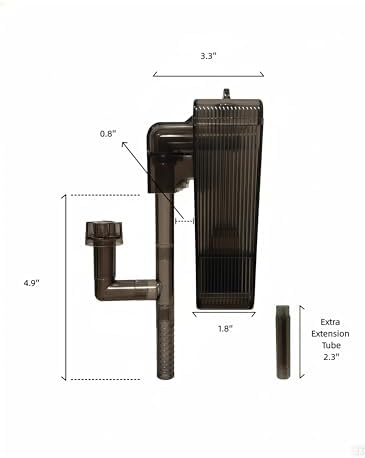Aquarium Filter, Quiet Fish Tank HOB Filters 160GPH, 10W for 20 to 30 Gallon Aquariums with Adjustable Water Flow Extendable Intake Tube Surface Skimmer External Hang-On Back