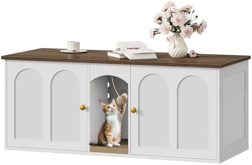 CHOEZON 47.2'' Cat Litter Box Enclosure for 2 Cats with Scratch Pad
