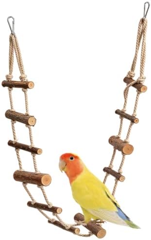 Hamster Climbing Ladder Long, 39.4in Pet Hanging Rat Climbing Toy, Wooden Hamster Suspension Bridge with Hooks, Climbing Rope Rat Bird Bridges for Cage, Sugar Gliders