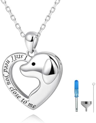 YLT Pet Cremation Urn Heart-shaped Necklace for Ashes for Dog