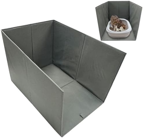 Cat Litter Box Enclosure Splash Guard Large Foldable Removable Mat, Tall for Litter Contained High Side Out Litter Box Keeping Litter Off Floor Easy Clean (26.4 * 21.3 * 16.5 inch)