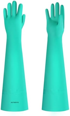 Aquarium Gloves for Fish Tank Maintenance,Shoulder Length Waterproof Long Rubber Hands Protector for Fish Aquarium Water Change Cleaner Dog Cat Bath and Kitchen,Large