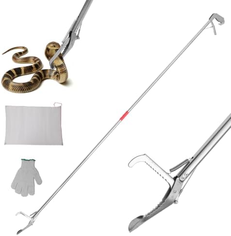 78 Inch Snake Grabber Heavy Duty, Folding Snake Grabber Tool, Snake Tong Grabber is Made of Stainless Steel, Which is Resistant to Corrosion and Rust