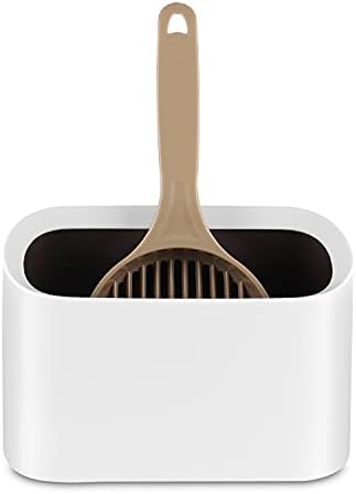 Universal Cat Litter Scoop Holder, Bawuie Kitty Litter Scooper Caddy for Litter Box, Durable Stand for Cleaning and Storage, Fits Most Metal and Plastic Scooper, Large Modern White