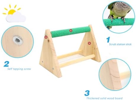 Wood Bird Play Stand for Small Parrots & Parakeets