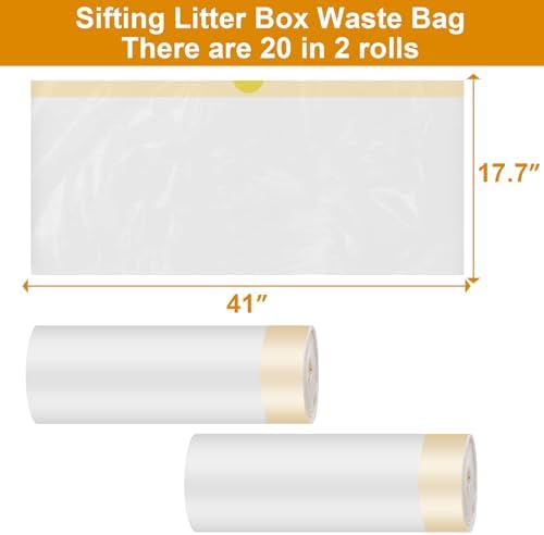 20 Count Litter Box Liners, 41'' × 17.7'' Litter Waste Bag for Pellet Litter Box, Suitable for XL and XXL Stainless Steel Sifting Litter Box