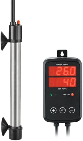 Titanium Aquarium Heater 200W, Submersible Fish Tank Heater with Digital Display Temperature Controller, 0℃-40℃ Adjustable, Fast Heating for 20~40 Gal Saltwater Freshwater, MX-9016(200W)