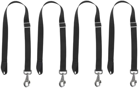 Premium Horse Blanket Sheet Leg Straps, Replacement Stretchy Belly Strap with Swivel Snaps and Sewn Loop End, Adjustable Length from 22 to 40 Inch Black (4 Pcs)