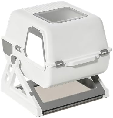 Semi-Automatic Sifting Cat Litter Box,Enclosed,No Electricity,Easy Clean