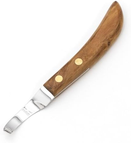 Jeffers Horse Hoof Knife for Hoof Trimming and Cleaning, Farrier Tool with Walnut Handle & Stainless Steel Blade, Grooming Kit Accessory for Horses, Ponies, Livestock - Right Hand Use