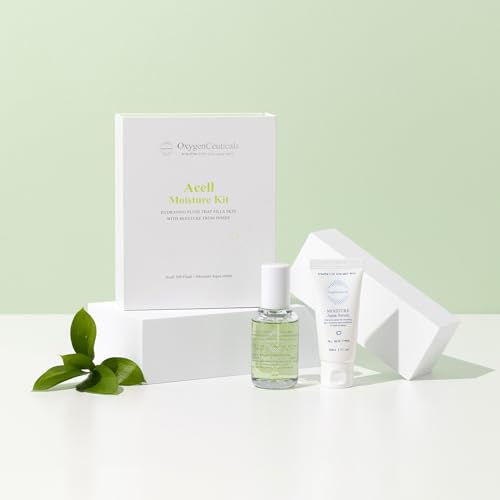 OxygenCeuticals Acell Moisture Kit – Acell-300 Fluid 30ml + Moisture Aqua Serum 30ml, Lightweight Hydrating Ampoule & Serum Duo for Moisture Balance & Sensitive Skin