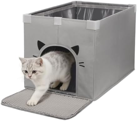 Cat Litter Box Enclosure, Waterproof Foldable Splash Guard