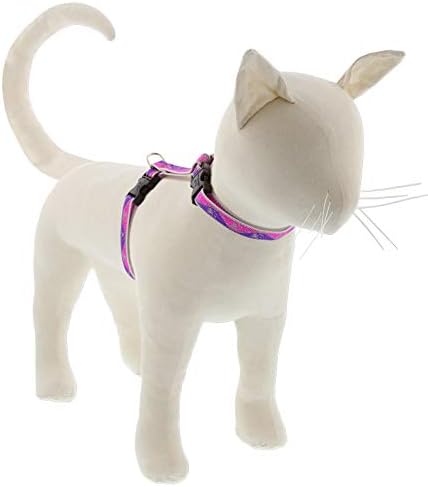 Lupine Reflective Cat and Small Pet H-Style Harness in 1/2" Wide Orange Diamond with 12" to 20" Adjustable Girth