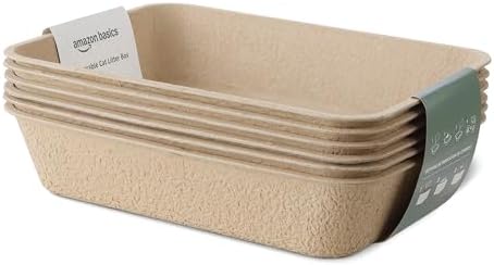 Amazon Basics Disposable Cat Litter Box, Travel & Home, Large 14.4"x18.1", 6-Pack
