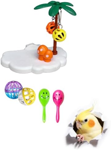 Cloud Shape Bird Perch Stand with Coconut Tree Hanging Balls for Birds