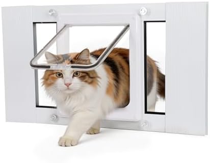 Full-Size Cat Door for Window Weatherproof Fits 24"-28" Width Windows