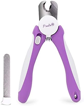 Professional Nail Clippers with Safety Guard for Dogs & Cats By Poodle Pet- Pet Grooming Clippers with Stainless Steel Blades for Smooth Cuts- Dog Nail Trimmers with Hidden File for Large Dogs