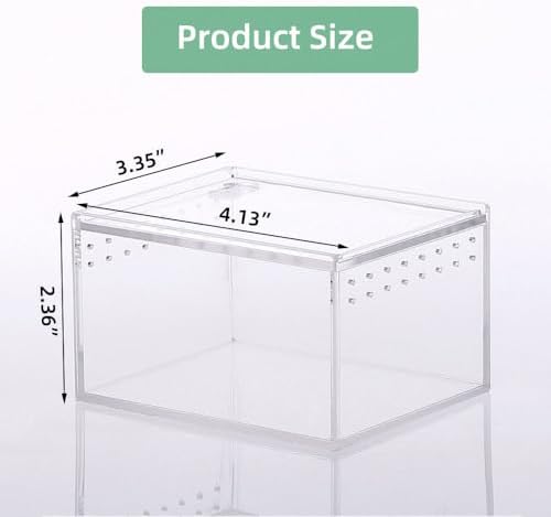 Small Acrylic Reptile Enclosure, No Assembly Small Reptile Breeding Box for Insect Tarantula Hermit Crab Jumping Spider (4x3.3X2.5 in)