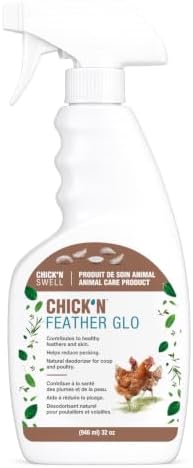 Poultry Feather and Plumage Care Formulation- Chick’n Feather Glo from Chick’n Swell to Enhance and Promote Strong Plumage in Poultry with Optimal Feathers Development. 32 Fluid oz.