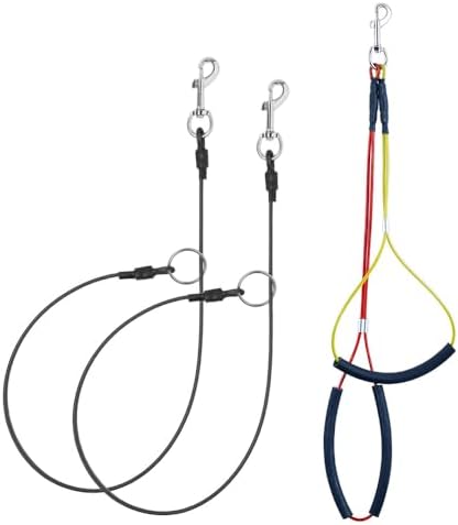 Pet Grooming Loop for Dogs - Fits Most No Sit Haunch Holder Pet Grooming Tubs and Tables Sturdy Steel Wire Rope(3 Packs) (Ring (Black)+No Sit Haunch Holder)
