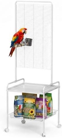 65-inch Large Bird Playstand,Parrot Cage Perch Stand with Wheels & Feeder