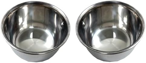 Bird Parrot Cage Stainless Steel Seed Water Feeder, 4-Inch Wide 2-Inch Deep