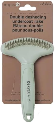 Pet Double Deshedding Undercoat Rake for Dogs & Cats - Sage Green