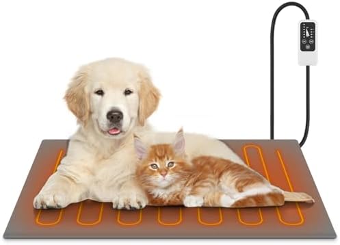 Pet Heating Pad, Waterproof Dog Cat Heating Pad with Timer Smart Thermostat Switch Chew Resistant Cord, Cat Heating Pad Indoor Heated Blanket Pet Heating Pads ((Large(28.0" L x 16.0" W x 0.6" Th)))