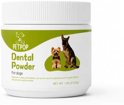 PETPOP Dental Powder for Dogs, Probiotic Teeth Cleaning & Oral Care, Fresh Breath Support, 7.05 oz,