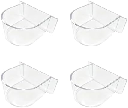4 Pcs Clear Bird Cage Feeder Bird Cage Seed Water Feeder Cups