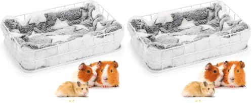 Rat Cage Platform, Hanging Guinea Pig Cage with Liner, Small Animals Platform Accessories, Animal Habitat Chinchilla Bed for Squirrel, Hamster, Parrot (Pack of 2)