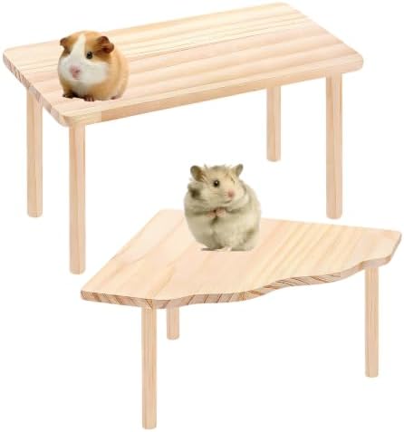 2 Shapes Hamster Platforms Wooden Dwarf Hamster Cage Platform for Hideout