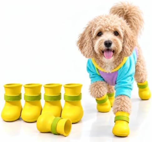 Ultra Soft Water & Dirt Resistant Dog Boots (Plus One Free) by Quality Life Hack, Color Yellow, Size Large