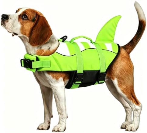 Dog Life Jacket(Shark Pattern/Green, Large)
