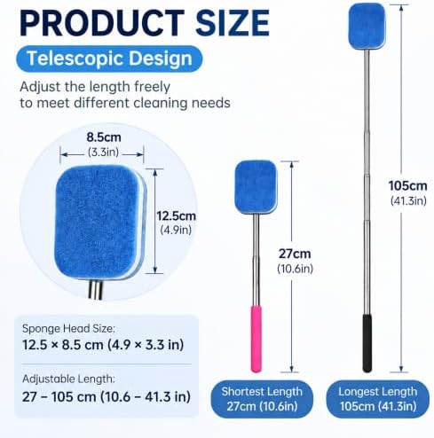 2 Pack Fish Tank Cleaner, Aquarium Cleaning Brush with Long Handle and Replaceable Sponge Pad, Aquarium Glass Cleaner Tool and Daily Tank Maintenance