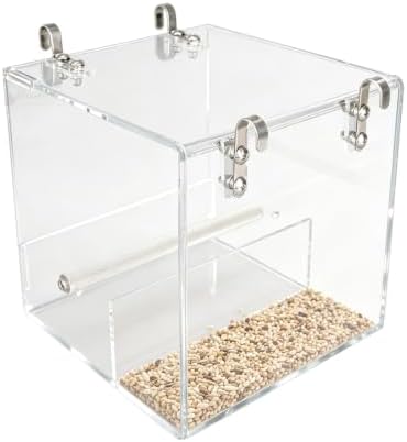 NQEUEPN Bird Cage Feeder, Clear Acrylic Clear Bird Food Feeder