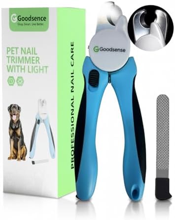 Dog Nail Clippers with LED Light – Safety Guard, Sharp Blades, Nail File Included – for Dogs, Cats & Small Pets