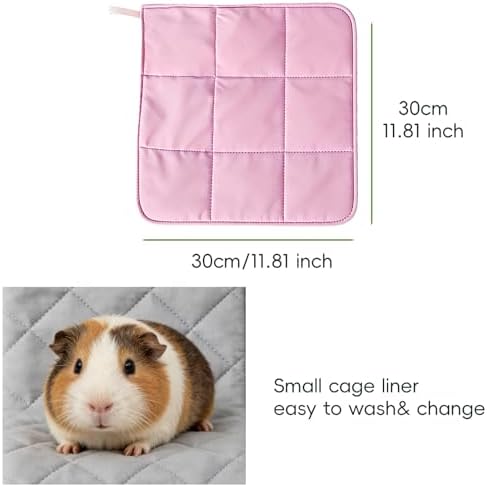 4 Pcs 12"x12" Guinea Pig Cages Liners Washable, Absorbent Pee Pads for Small Animals, Reusable Guinea Pigs Bedding for Bunny Cage(Grey,Green, Pink, Blue)