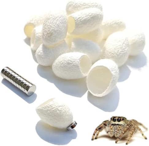 20 Pack Silk Cocoons with Magnets for Jumping Spiders Spoods Hides Silk Cocoon Spider Hide Jumping Spider Enclosure Habitat Accessories for Small Insects Critters