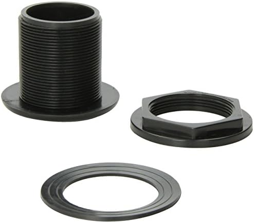 Lifegard Aquatics Standard Threaded Bulkhead Kit for Fish Aquariums – High-Impact Resistant PVC – Includes Bulkhead Fitting, Gasket, Lock Nut – Jet Black – 1-1/2 Inch
