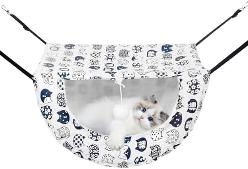 Admaison Cat Hammock for Cage with Ball,Hanging Pet Hammock Bed Adjustable,Double Layer Soft Sleeping Hammock for Cats,Ferret,Puppy,Rabbits,Small Animals,1Pack (White)