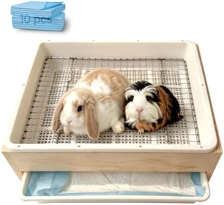 Rabbit Litter Box for Bunny, Waste & Urine Separation Litter for Rabbit