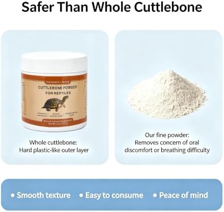 Cuttlebone Powder for Turtles – Natural Calcium Powder, Fine & Safe, Supports Strong Shell & Bones, Promotes Growth & Vitality, 4 oz – Ideal for Aquatic & Terrestrial Turtles, Bearded Dragons & More