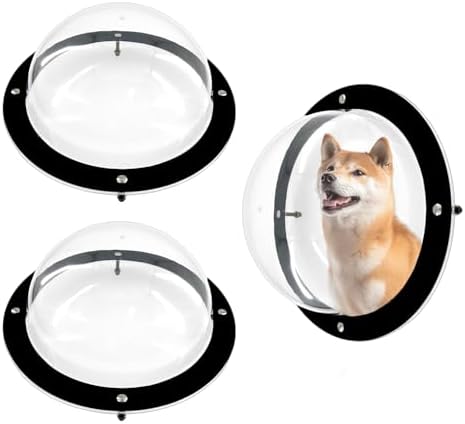 2 Pack Dog Fence Window, 12.4 Inch Clear Pet Dome, Transparent Plastic Pet Peek Window for Playground, Doggie Fence Domes, Supplies for Dog Cat Horse, 12.4 x 4.9 Inch (Clear)