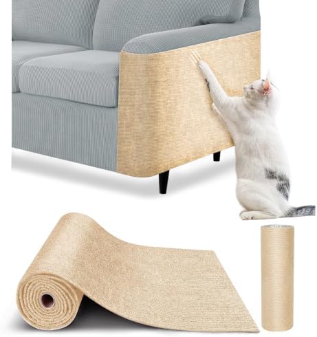 Cat Scratch Furniture Protector – DIY Climb Scratch Mat,Cat Scratch Pad, Couch Protector from Cat Claws, Trimmable Self-Adhesive Carpet for Indoor Sofa, Furniture (Brown, 78.7" x 15.8")