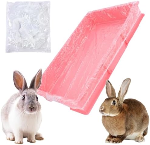 50 Pack Disposable Rabbit Litter Box Liners Disposable Rabbit Cage Cover Liner Waterproof Plastic Wrap for Guinea Pig Training Potty Tray Bunny Litter Pan Trainer Corner Pellet Bedding Toilet