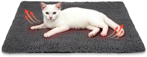 Self Warming Cat Bed Self Heating Cat & Dog Pad - Waterproof Heated Thermal Mat, Non-Slip, Washable for Senior Pets, Kittens, Dogs, Indoor/Outdoor Use, Non-Electric(Dark Grey, 24" X 18")